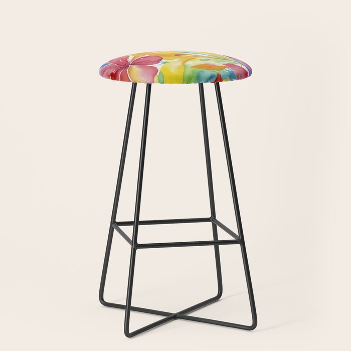 Fragments Of Botanical Memory Whimsical Watercolor Flower Meadow Stool Gallery Image 1