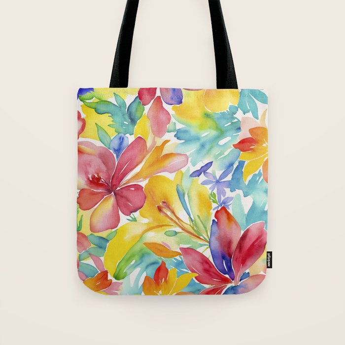 Fragments Of Botanical Memory Whimsical Watercolor Flower Meadow Tote Bag Gallery Image 1