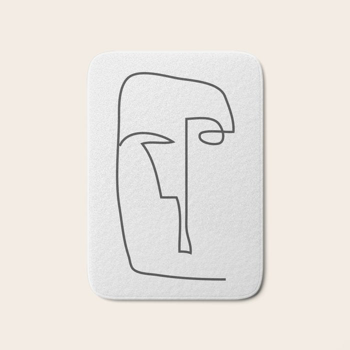 abstract line art face 2 Bath Mat Gallery Image 1