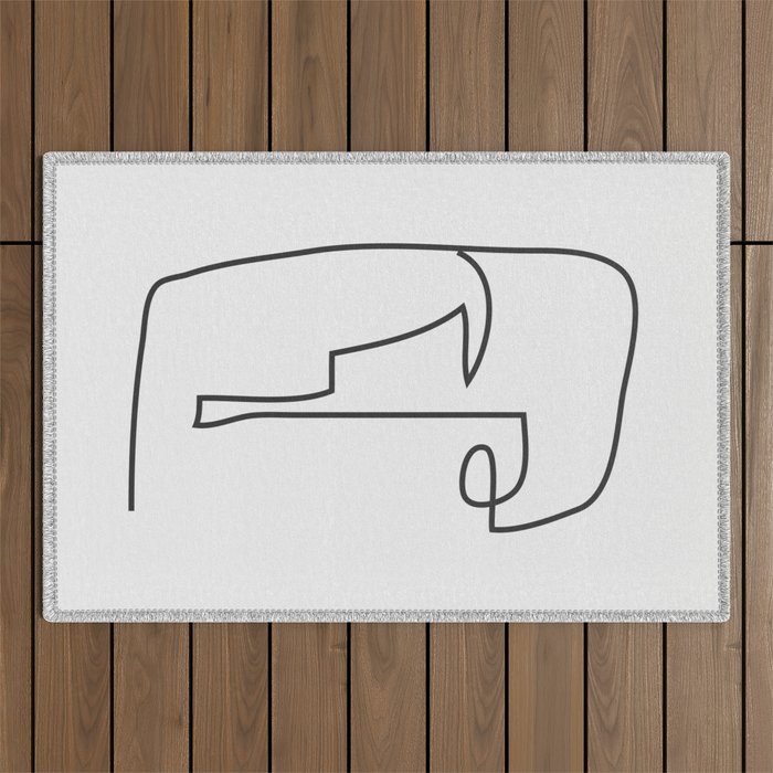 abstract line art face 2 Outdoor Rug Gallery Image 1
