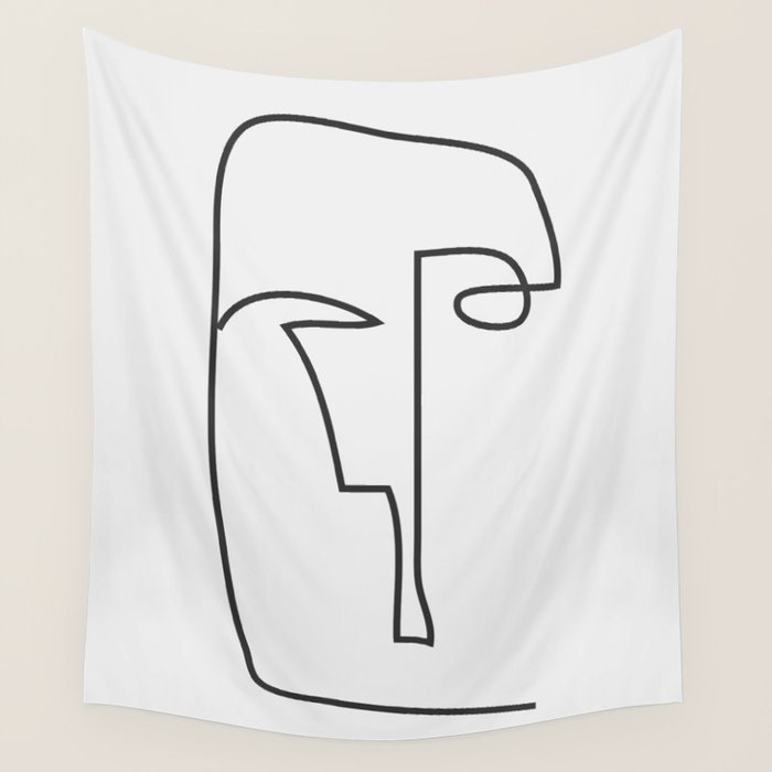abstract line art face 2 Wall Tapestry Gallery Image 4