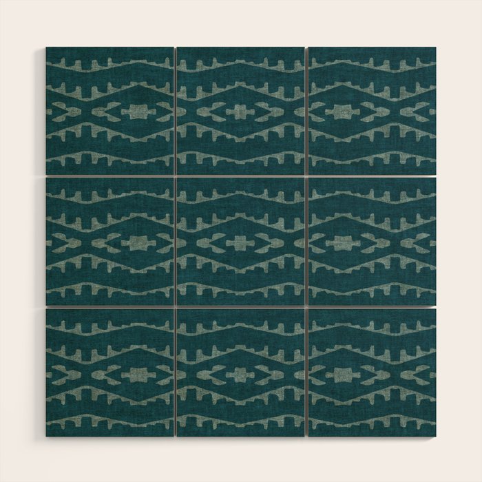 Country Western Pattern in Teal Wood Wall Art Gallery Image 1