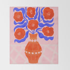 Bright Red Poppies In A Vase Throw Blanket Gallery Image 2