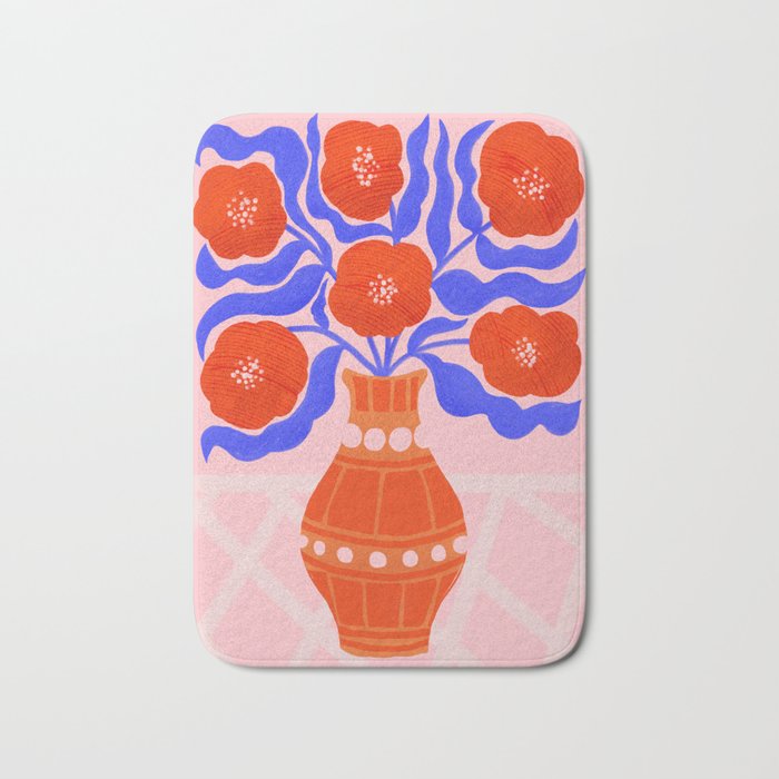 Bright Red Poppies In A Vase Bath Mat Gallery Image 1