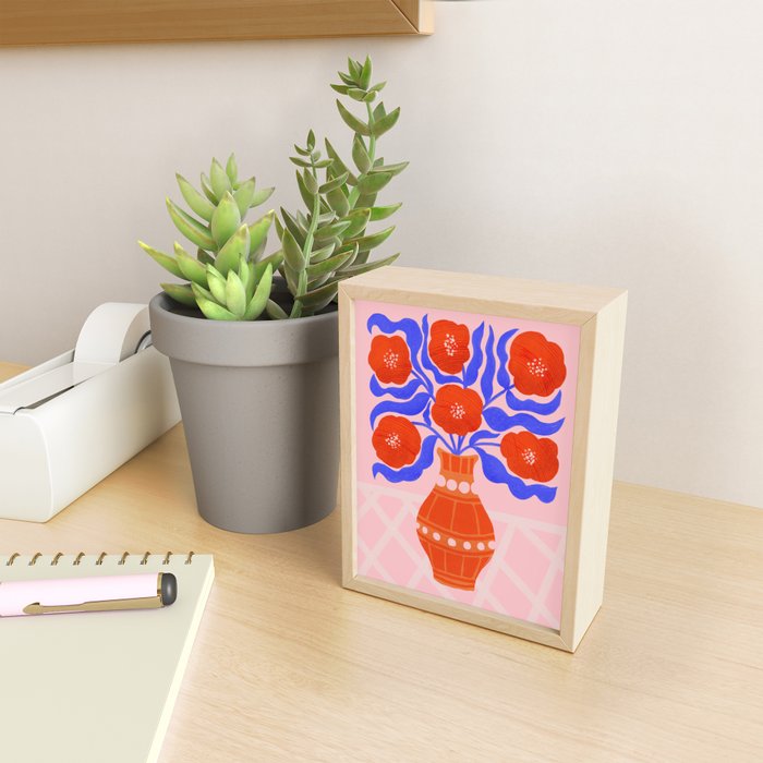 Bright Red Poppies In A Vase Mini Art Print Gallery Image 2