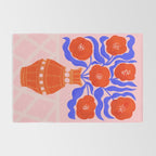 Bright Red Poppies In A Vase Rug Gallery Image 2