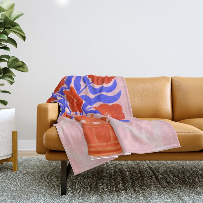 Bright Red Poppies In A Vase Throw Blanket Gallery Image 1