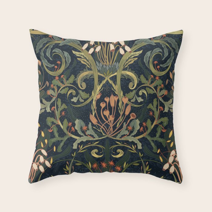 Woodland moss dark Throw Pillow Gallery Image 6