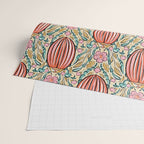 Retro Floral Beetle - pink red gold and teal Wrapping Paper Gallery Image 2