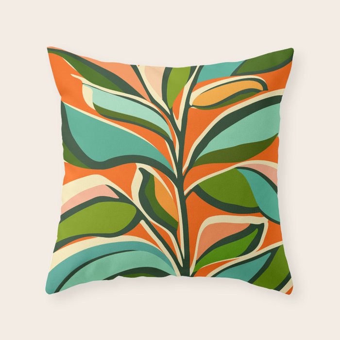Thankful Garden - Abstract Botanical Illustration Throw Pillow Gallery Image 6