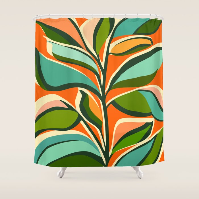 Thankful Garden - Abstract Botanical Illustration Shower Curtain Gallery Image 1