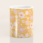 Pop Art Stripe Flowers in Retro Tangerine Coffee Mug Gallery Image 4