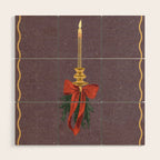 Candle with bow and spruce sprigs Wood Wall Art Gallery Image 1