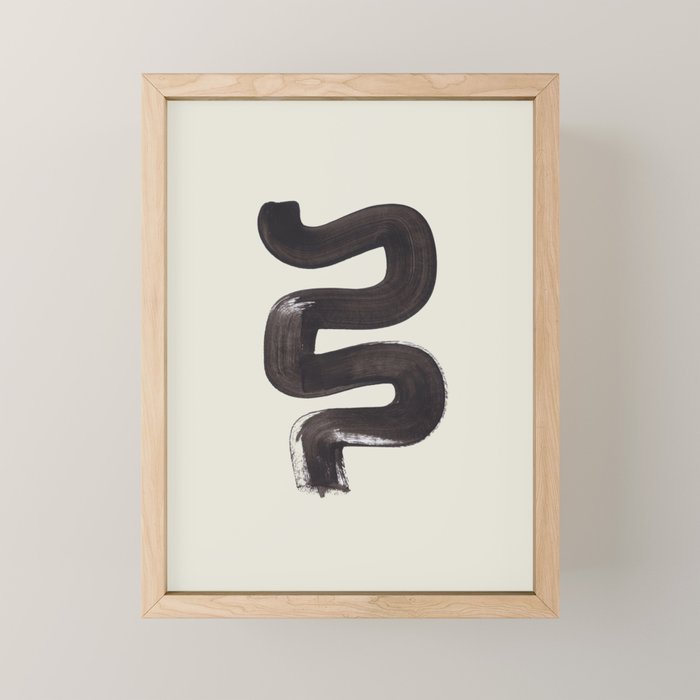 black & white minimalist abstract shapes patterns black ink painting Mini Art Print Gallery Image 1