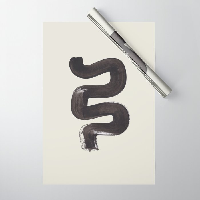 black & white minimalist abstract shapes patterns black ink painting Wrapping Paper Gallery Image 1