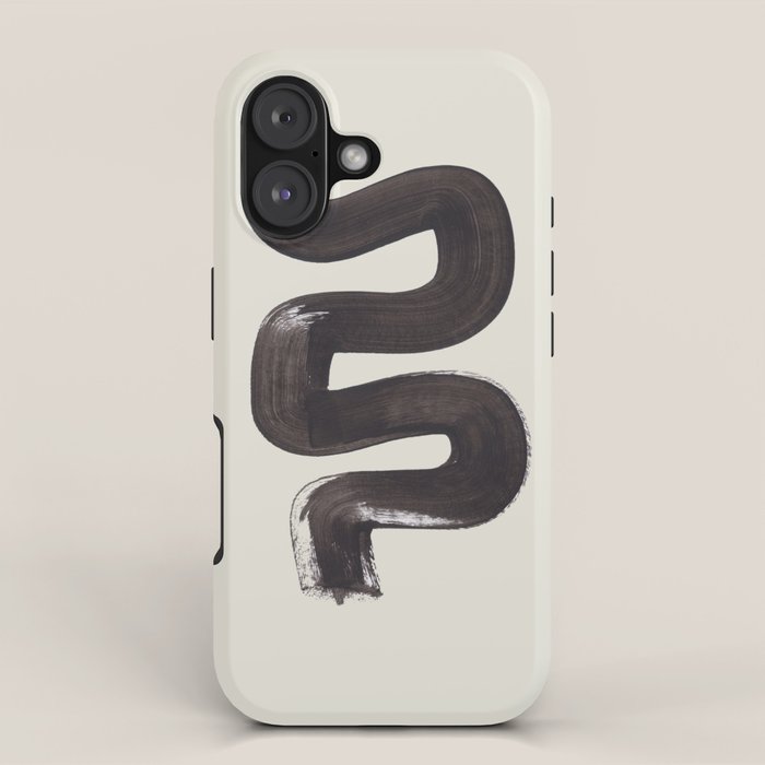 black & white minimalist abstract shapes patterns black ink painting iPhone Case Gallery Image 1