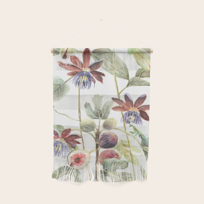 Passiflora and Figs Botanical Illustration, Praying Mantis Wall Hanging Gallery Image 1
