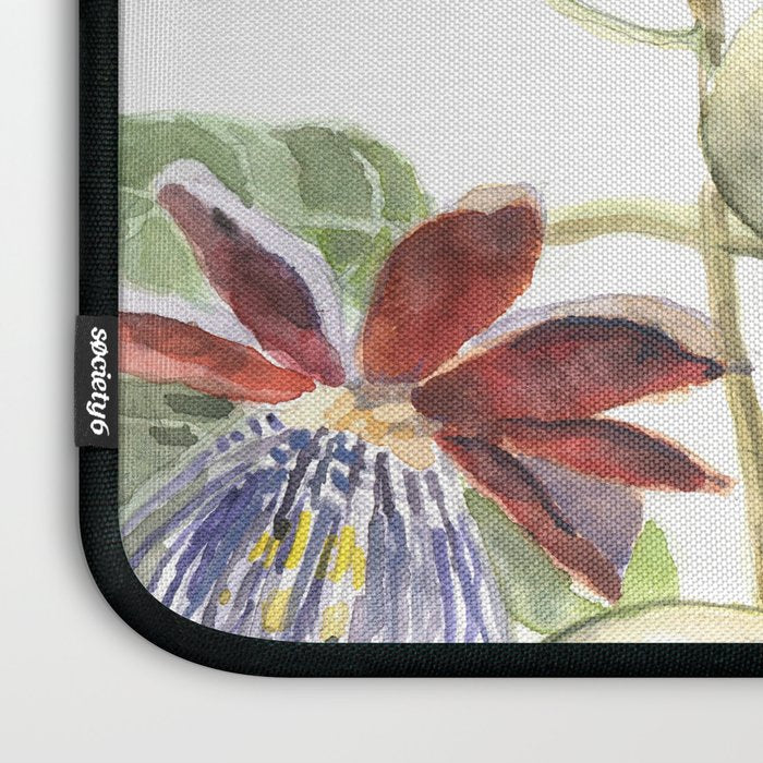 Passiflora and Figs Botanical Illustration, Praying Mantis Laptop Sleeve Gallery Image 3