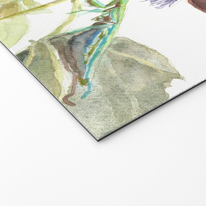 Passiflora and Figs Botanical Illustration, Praying Mantis Welcome Mat Gallery Image 2