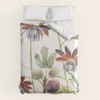 Passiflora and Figs Botanical Illustration, Praying Mantis Duvet Cover Gallery Image 6