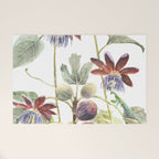 Passiflora and Figs Botanical Illustration, Praying Mantis Welcome Mat Gallery Image 1