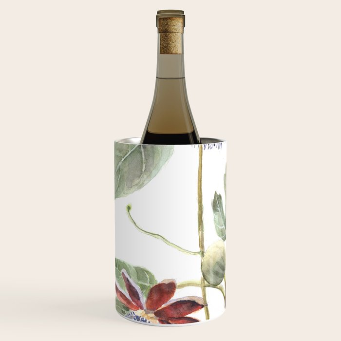Passiflora and Figs Botanical Illustration, Praying Mantis Wine Chiller Gallery Image 2
