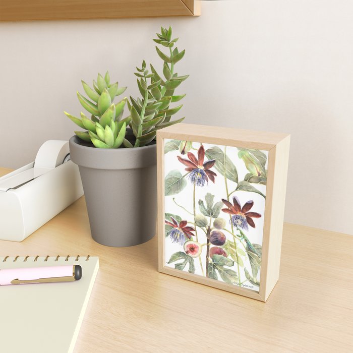 Passiflora and Figs Botanical Illustration, Praying Mantis Mini Art Print Gallery Image 2