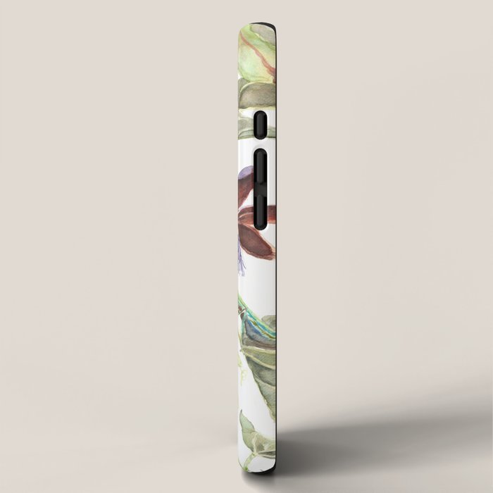 Passiflora and Figs Botanical Illustration, Praying Mantis iPhone Case Gallery Image 2
