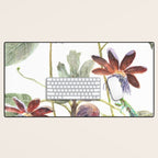 Passiflora and Figs Botanical Illustration, Praying Mantis Desk Mat Gallery Image 1