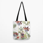 Passiflora and Figs Botanical Illustration, Praying Mantis Tote Bag Gallery Image 2
