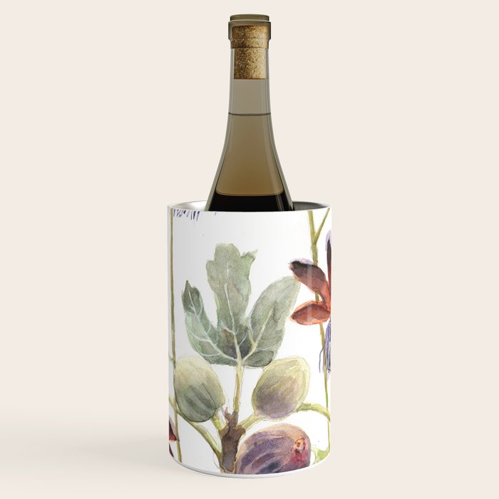 Passiflora and Figs Botanical Illustration, Praying Mantis Wine Chiller Gallery Image 1