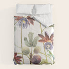 Passiflora and Figs Botanical Illustration, Praying Mantis Comforter Gallery Image 6