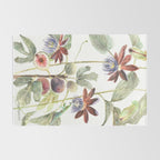 Passiflora and Figs Botanical Illustration, Praying Mantis Rug Gallery Image 2