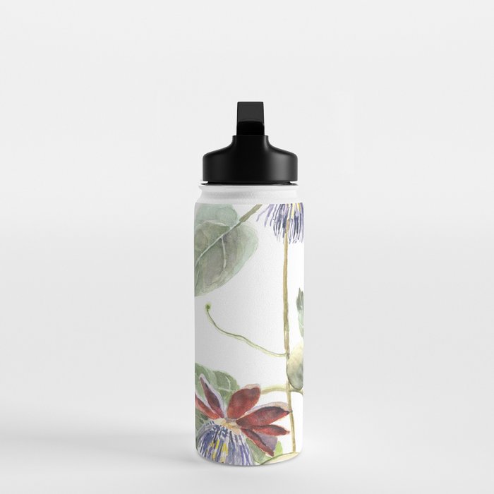 Passiflora and Figs Botanical Illustration, Praying Mantis Water Bottle Gallery Image 3