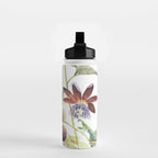 Passiflora and Figs Botanical Illustration, Praying Mantis Water Bottle Gallery Image 2