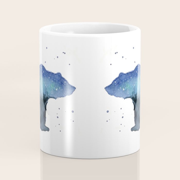 Forest Bear Silhouette Watercolor Galaxy Coffee Mug Gallery Image 4