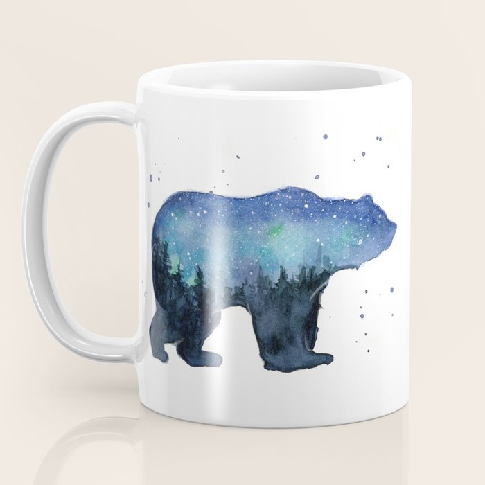 Forest Bear Silhouette Watercolor Galaxy Coffee Mug Gallery Image 3