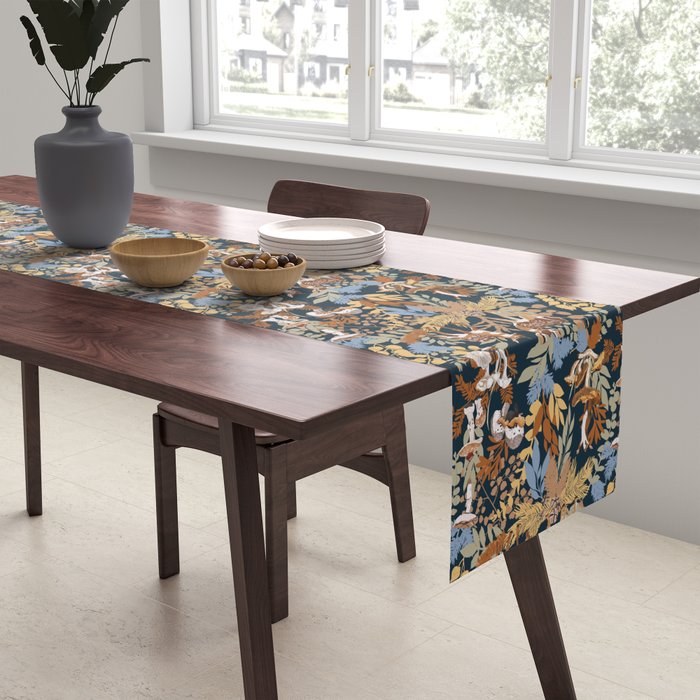 Colorful Dark Forest Animals B Table Runner Gallery Image 2