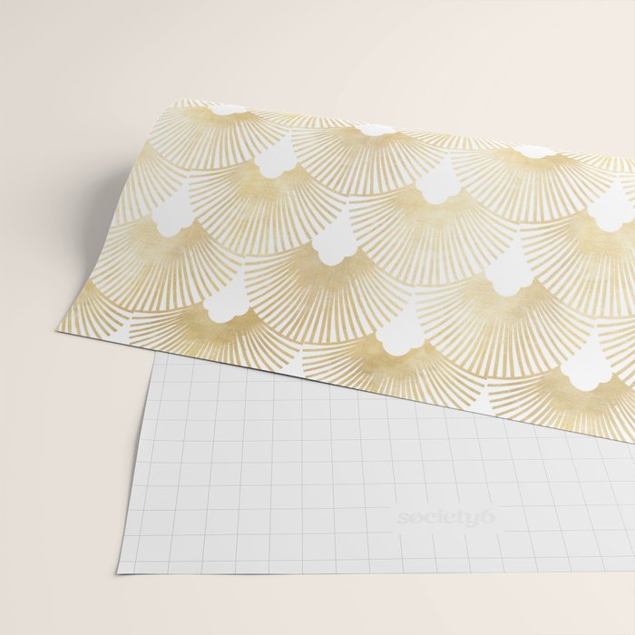 Art Deco Gatsby Golden Fan Pattern Wrapping Paper Gallery Image 2