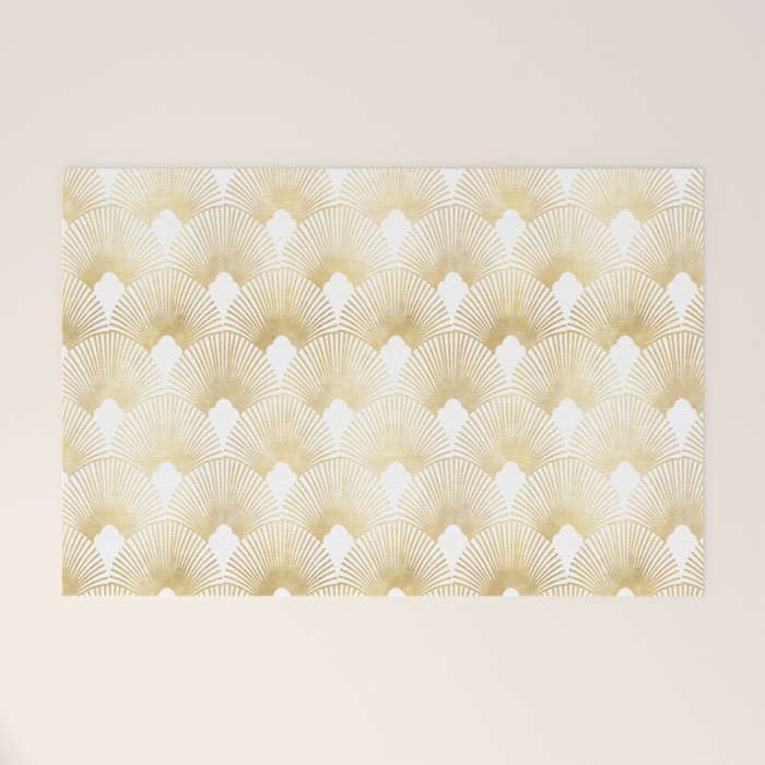Art Deco Gatsby Golden Fan Pattern Welcome Mat Gallery Image 1