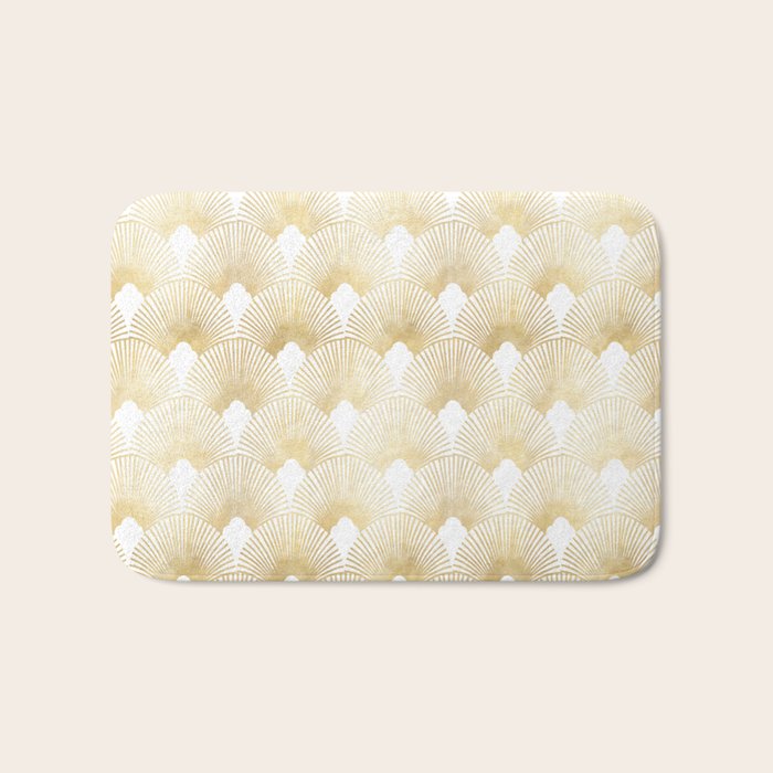 Art Deco Gatsby Golden Fan Pattern Bath Mat Gallery Image 1