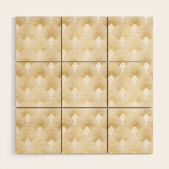 Art Deco Gatsby Golden Fan Pattern Wood Wall Art Gallery Image 1