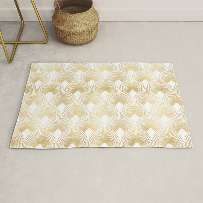 Art Deco Gatsby Golden Fan Pattern Rug Gallery Image 1