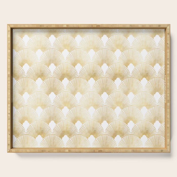 Art Deco Gatsby Golden Fan Pattern Serving Tray Gallery Image 1