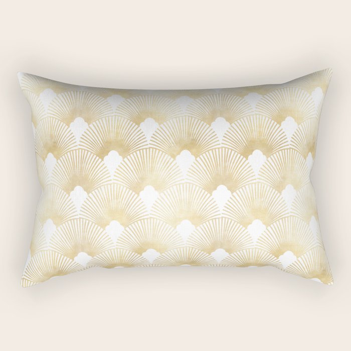 Art Deco Gatsby Golden Fan Pattern Rectangular Pillow Gallery Image 2