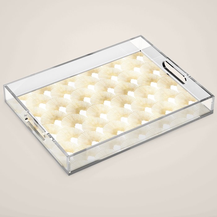 Art Deco Gatsby Golden Fan Pattern Acrylic Tray Gallery Image 1