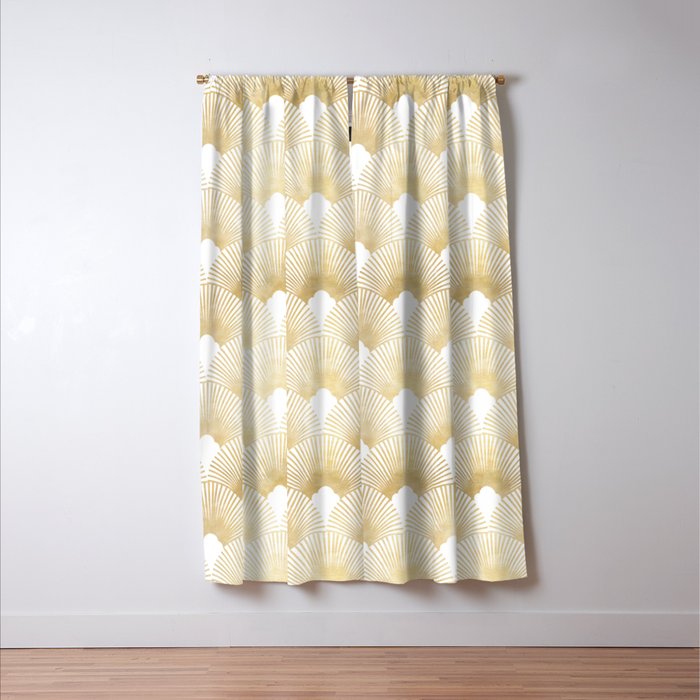 Art Deco Gatsby Golden Fan Pattern Window Curtain Gallery Image 3