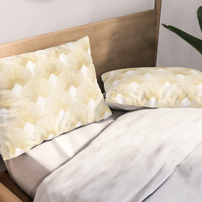 Art Deco Gatsby Golden Fan Pattern Pillow Sham Gallery Image 2