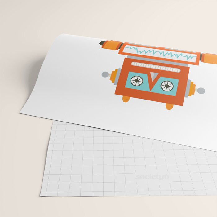 Orange Robot Retro Toy Wrapping Paper Gallery Image 2