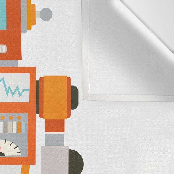 Orange Robot Retro Toy Wall Tapestry Gallery Image 3